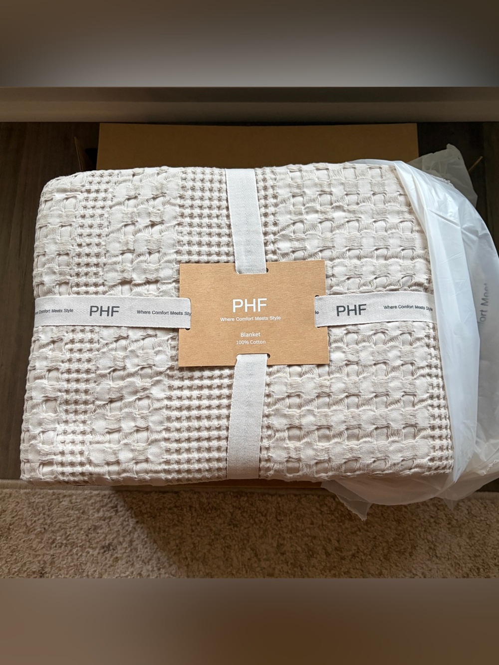 100% Cotton Waffle Blanket - King Size